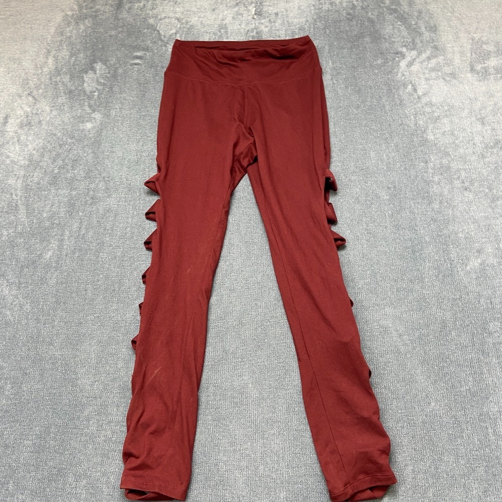 Express One Eleven Leggings Women Small Burgundy Cutout Side Ladder High Waisted